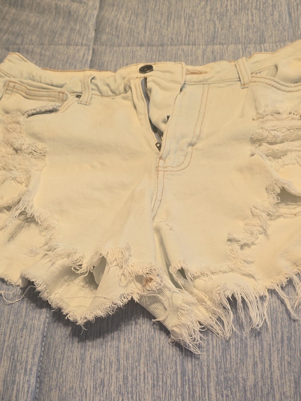 Kendall & Kylie Distressed White Denim Cutoff Shorts